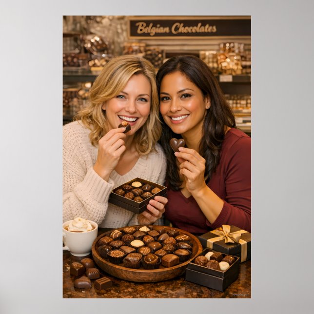 Warmes belgisches Pralinen-Cafe-Delight-Poster Poster (Vorne)