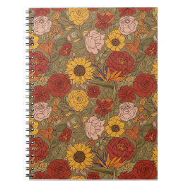 Warmes Blumenmuster-Notizbuch Notizblock