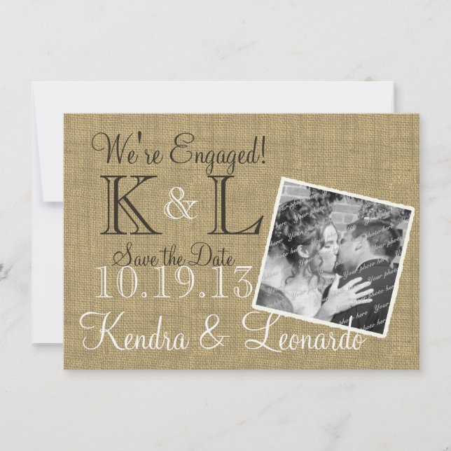 Warmes Burlap Rustikales Land Save the Date (Vorderseite)