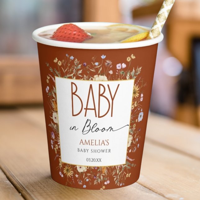 Warmes Burnt Orange Baby Shower Cup Pappbecher (Von Creator hochgeladen)