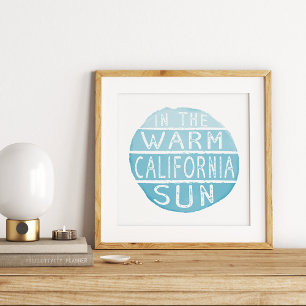 Warmes California Sun Vintag Typografie Blau Poster