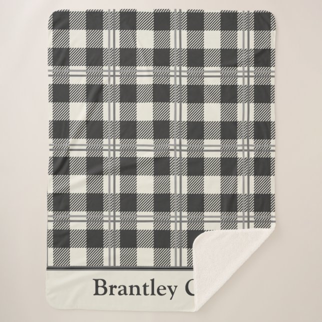 Warmes dunkles Grau von White Buffalo Kariert Sherpadecke (Vorderseite)