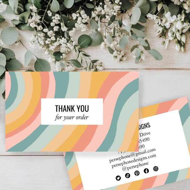 Warmes Erdreich Regenbogen Danke Stripes Social Ic Visitenkarte (Warm Earthy Rainbow Thank You Stripes Social Icon Business Card
)