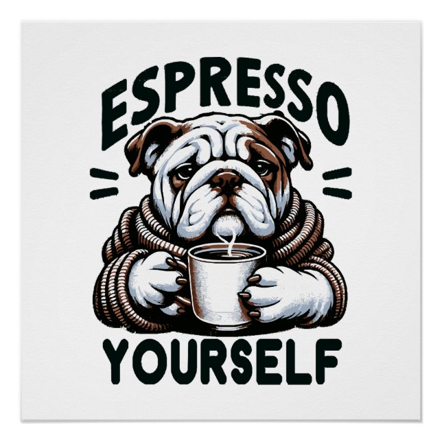 Warmes Espresso Bulldog - Cosy Coffee Poster (Vorderseite)