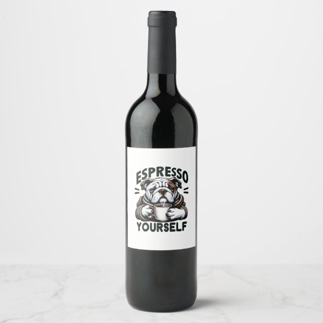 Warmes Espresso Bulldog - Cosy Coffee Weinetikett (Vorderseite)