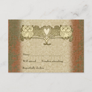 Warmes Farbrotes GoldVintages Eulen-uAwg mit RSVP Karte