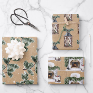 Warmes, gemütliches Weihnachtsdruckpapier Geschenkpapier Set