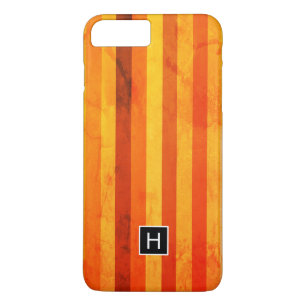 Warmes, gewittertes Orange Red Stripes Monogramm Case-Mate iPhone Hülle