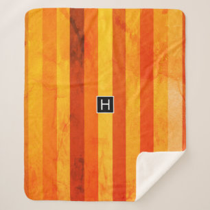 Warmes, gewittertes Orange Red Stripes Monogramm Sherpadecke