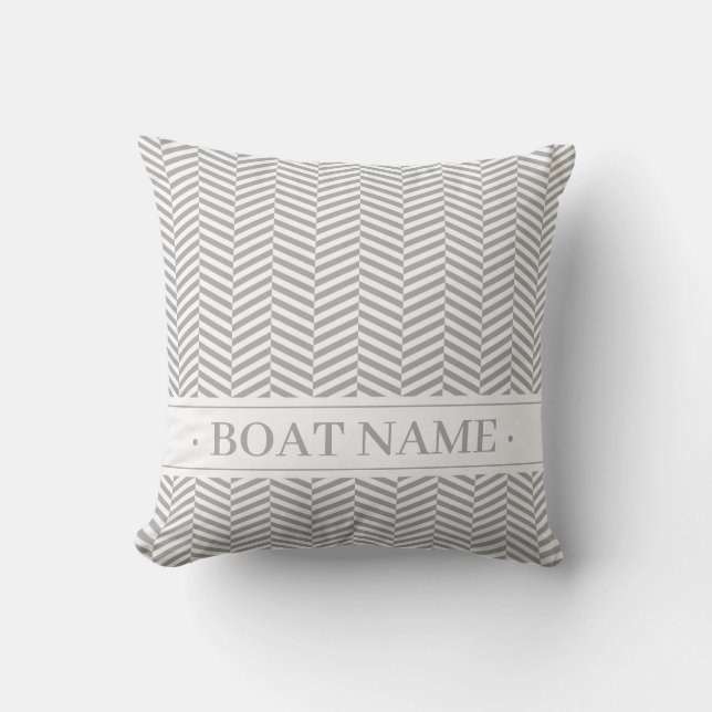 Warmes graues Herringbone-Muster. Elegantes Boot Kissen (Vorderseite)