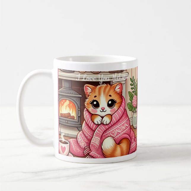 Warmes Kätzchen in einer Blanket individuell anpas Kaffeetasse (Links)