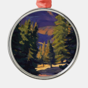 Warmes Licht in Crested Butte in Lila Blau Orange Ornament Aus Metall