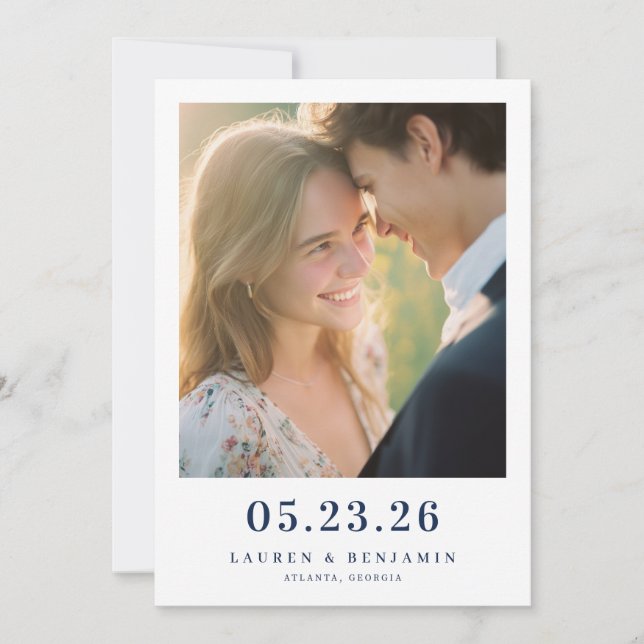 Warmes Minimalistisches Foto Save The Date (Vorderseite)