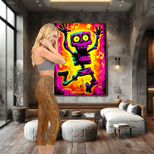 Warmes Orange-Braunes Gewebe   Rustikale Textur Capri Leggings