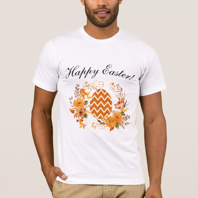 Warmes Orangeneis und Blumenkraut Frohe Ostern T-Shirt (Vorderseite)