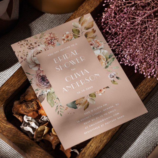 Warmes Peach Beige Brautparty | Romantik Boho Einladung (Von Creator hochgeladen)