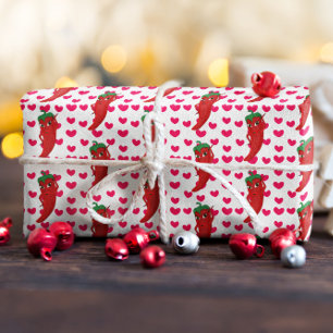 Warmes Pepper Diva rosa Herzmuster Zeichnend Geschenkpapier