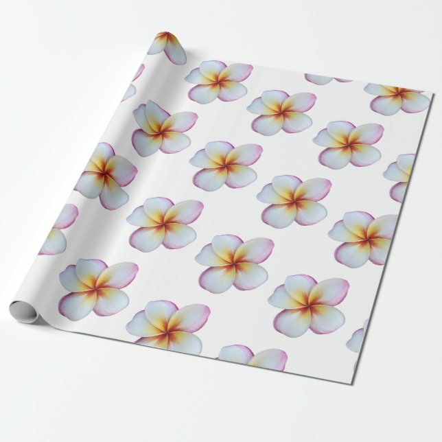 Warmes Pink Plumeria Wrapping Paper Geschenkpapier (Ungerollt)