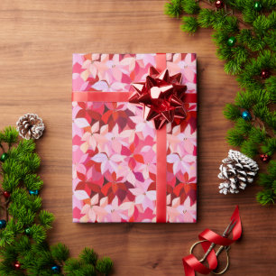Warmes Pink Poinsettia Weihnachten Geschenkpapier