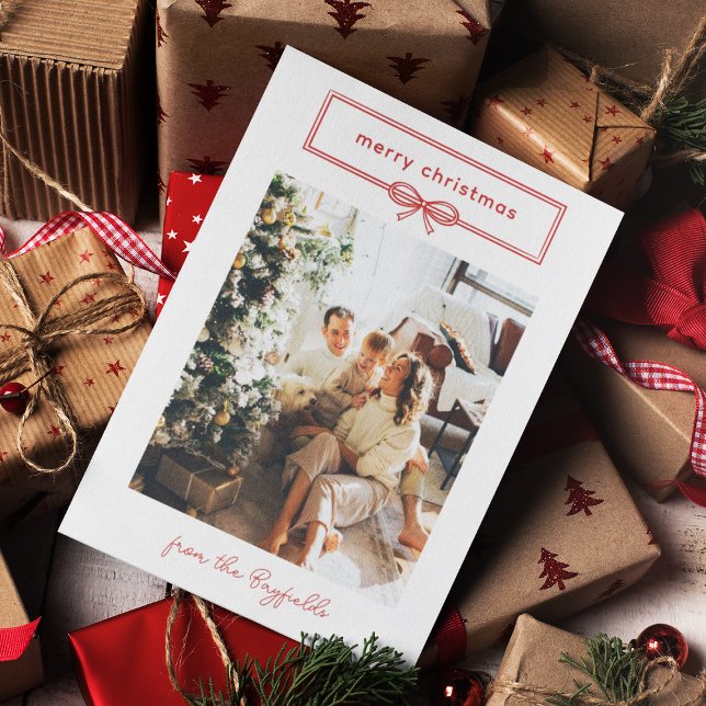 Warmes Red White Hübsch Bow Foto Frohe Weihnachten (Von Creator hochgeladen)