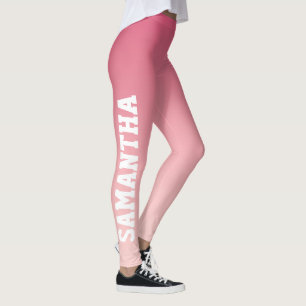 Warmes Rosa bis Rosa Rosa Ombre Individuelle Name Leggings