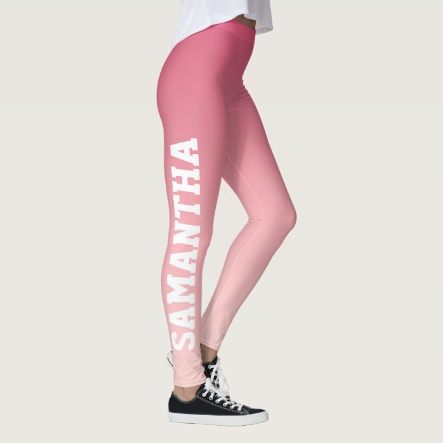 Warmes Rosa bis Rosa Rosa Ombre Individuelle Name  Leggings (Rechts)