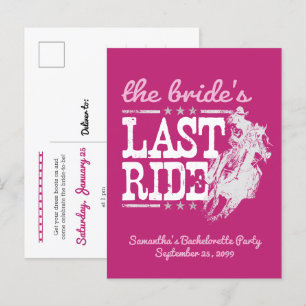 Warmes Rosa - die letzte Einladung der Braut auf d Postkarte