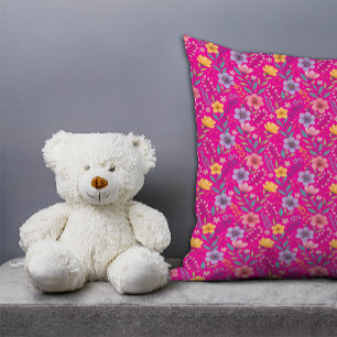 Warmes rosa, einfaches Wildblume Kissen