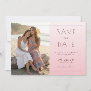 Warmes Rosa Elegantes Foto Save The Date
