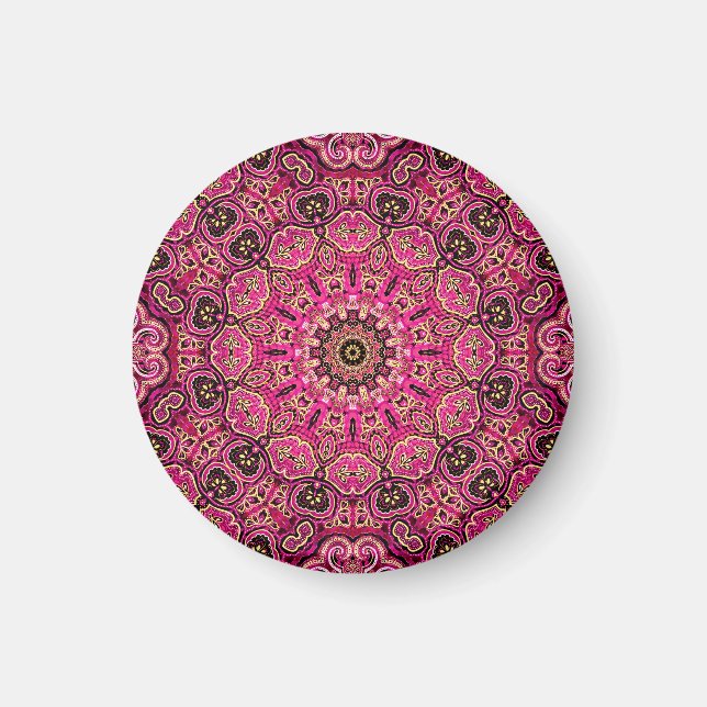 Warmes rosa geometrisches Mandala-Motiv Magnet (Vorne)