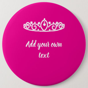 Warmes Rosa mit weißem Tiara-Abzeichen Button