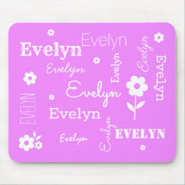Warmes Rosa mit weißen Blume, angepasstes Mauspad