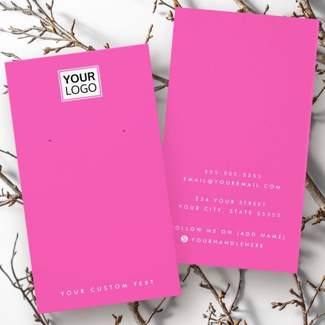 Warmes Rosa oder eine beliebige Farblogo-Ohrkarte (Hot pink or any color logo earring display card)
