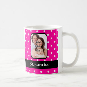 Warmes rosa Polster-Punktmuster Kaffeetasse