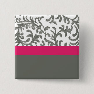 Warmes rosa und graues Blumenmuster Button