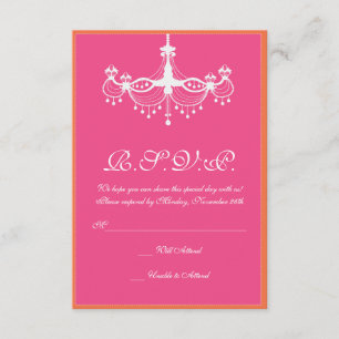 Warmes Rosa und orangefarbener Kronleuchter - Einl RSVP Karte