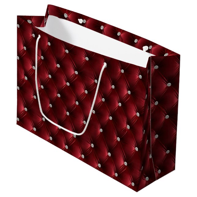 Warmes Rot Chic Imitate Velvet Große Geschenktüte (Vorderseite Schrägansicht)