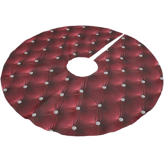 Warmes Rotes Imitat Velvet Polyester Weihnachtsbaumdecke (Schrägansicht)