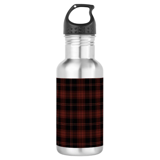 Warmes, rotes, Kariertes (Tartan) Muster Edelstahlflasche (Vorderseite)