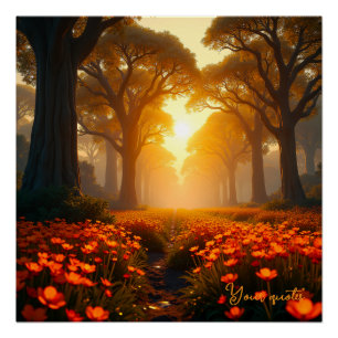 Warmes Sonnenlicht Wildblumen Landschaft Natur Poster