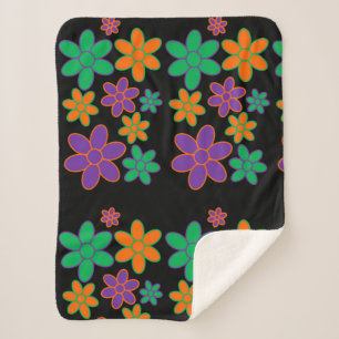 Warmes Toasty Blanket mit 70er Style Blume Sherpadecke