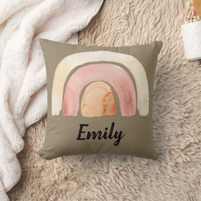 Warmes Watercolor Rainbow Boho Kissen (Decke)