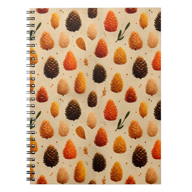 Warmes Winter Pinecones Muster Notizblock (Vorderseite)