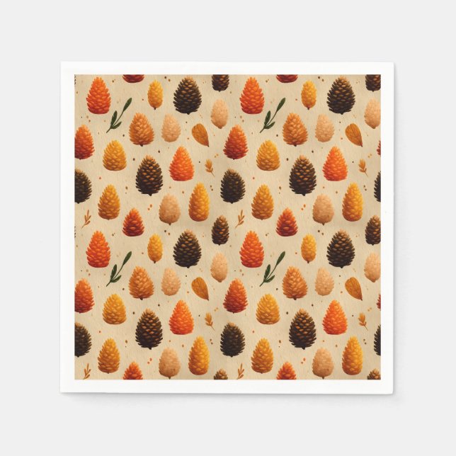 Warmes Winter Pinecones Muster Serviette (Vorderseite)