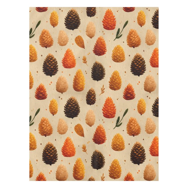 Warmes Winter Pinecones Muster Tischdecke (Vorderseite)
