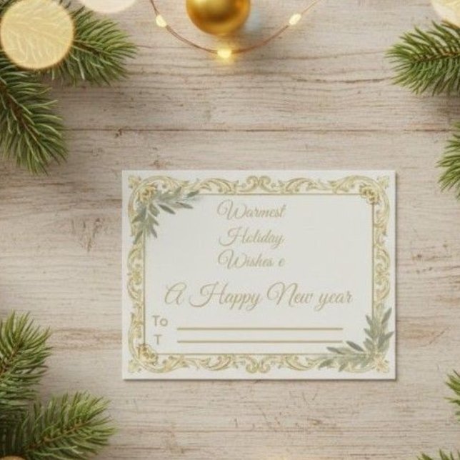 Warmest Wishes Elegant Gold and Sage Holiday Postc Postkarte (Von Creator hochgeladen)