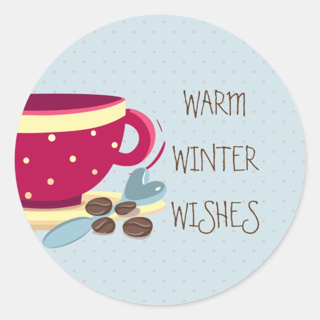 Warmfrischer Kaffee Winter wünscht Aufkleber (Vorderseite)