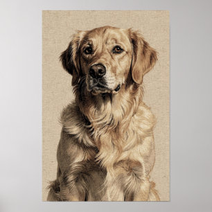Warmgoldener Retriever-Porträt Poster