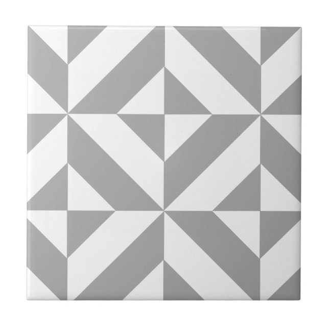 Warmgrau geometrisches Deco-Würfelmuster Fliese (Vorderseite)