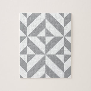 Warmgrau geometrisches Deco-Würfelmuster Puzzle